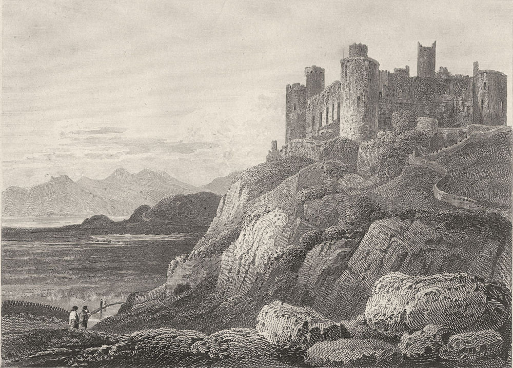 WALES. Harlech Castle, Cardiganshire. DUGDALE 1845 old antique print picture
